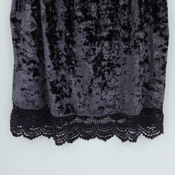 Entro Sz Small Top‎ Deep Purple Crushed Velvet Goth Whimsigoth Lace Scallop Hem - Picture 6 of 10